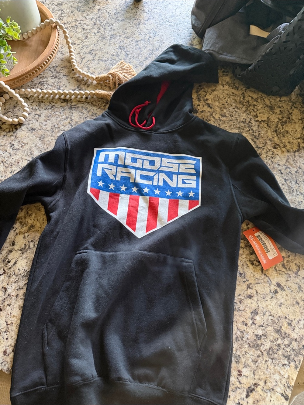 Moose Racing Black Hoodie with USA Shield Logo NEW SMALL